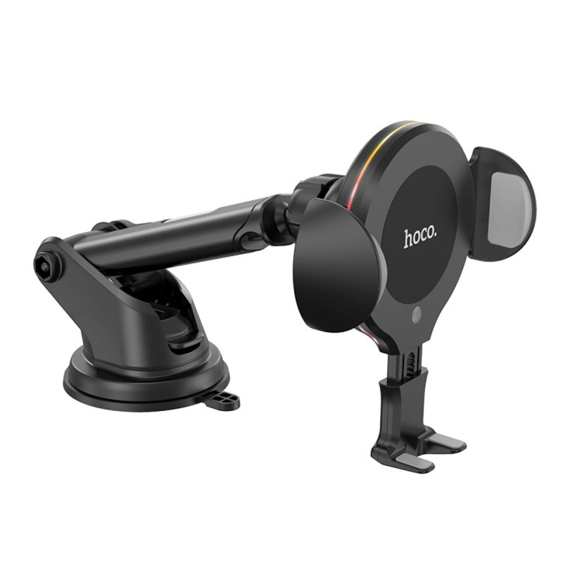 Тримач для мобiльного з БЗП HOCO CA60 Aspiring infrared sensor wireless charging car holder Black (6931474718754)