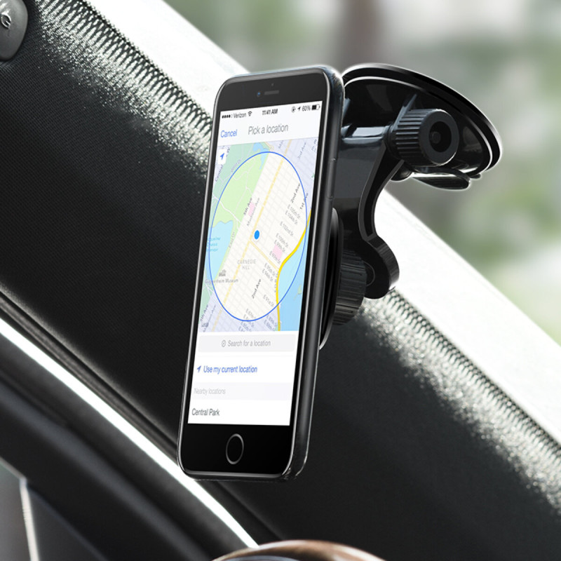 Тримач для мобільного HOCO CA28 Happy journey series suction cup magnetic car holder Black (6957531072966)