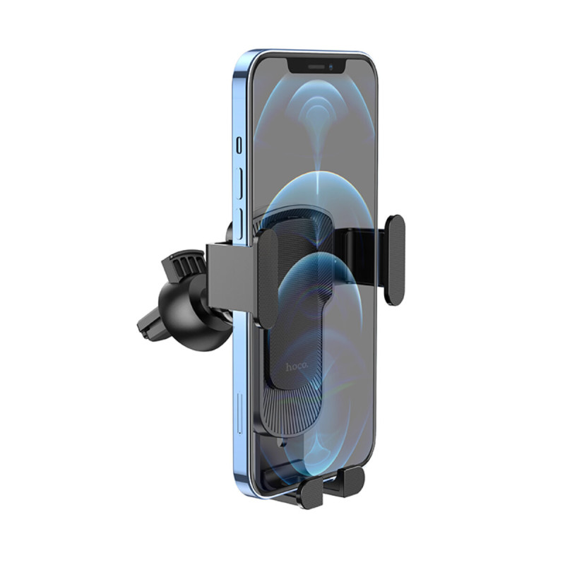 Тримач для мобільного HOCO CA103 vertical and horizontal air outlet gravity car holder Black Metal Gray (6931474766229)