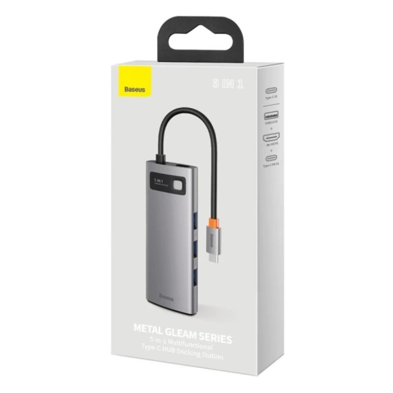 USB-Hub Baseus Metal Gleam Series 5-in-1 Multifunctional （Type-C to HDMI*1+USB3.0*3+PD*1) (CAHUB-CX0G)