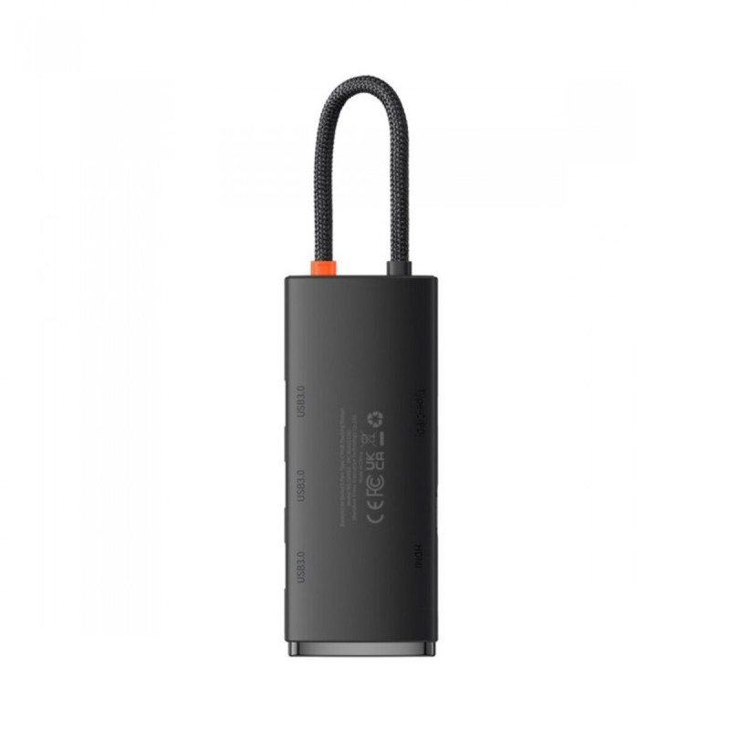 USB-Hub Baseus Lite Series 5-Port Type-C HUB Docking Station (Type-C to HDMI+USB3.0*3+PD) Black (WKQX040001)