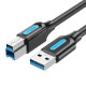 Кабель Vention USB 3.0 A Male to B Male Cable 1.5M Black PVC Type (COOBG) (COOBG)