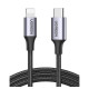 Кабель UGREEN US304 USB-C to Lightning M/M Cable Aluminum Shell Braided 1m (Black) (UGR-60759) (UGR-60759)