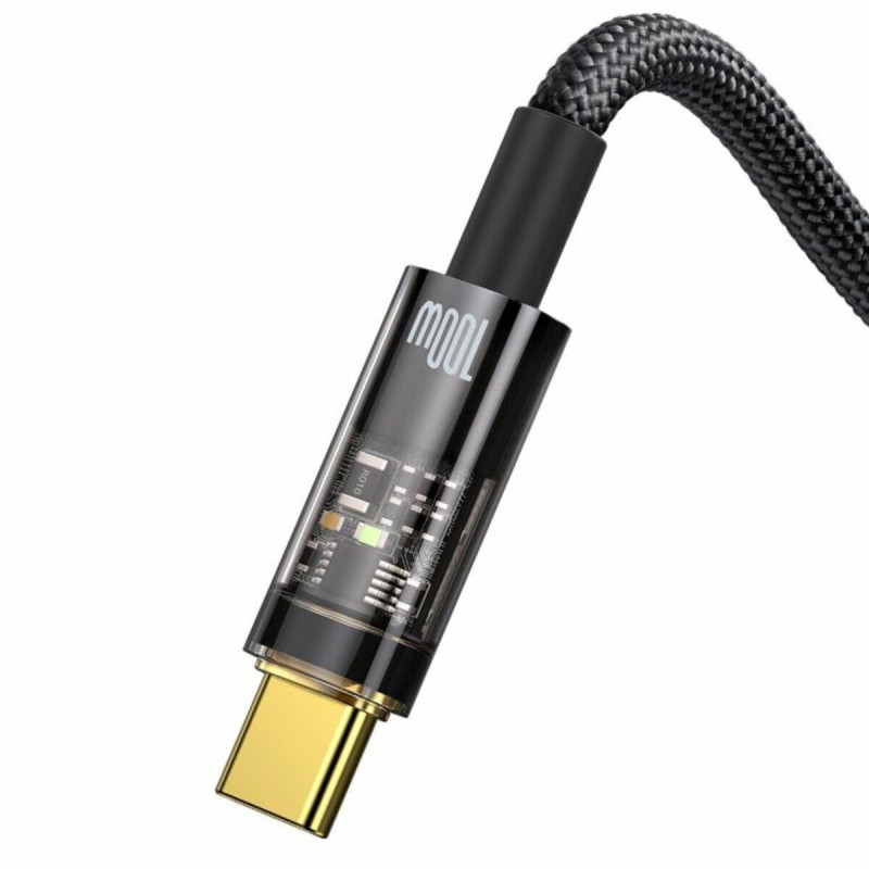 Кабель Baseus Explorer Series Auto Power-Off Fast Charging Data Cable USB to Type-C 100W 2m Black (CATS000301)