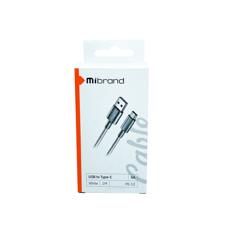 Кабель Mibrand MI-12 High Current Charging Line USB for Type-C 5A 1m White (MIDC/12TW)
