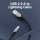 Кабель Vention USB 2.0 A to Lightning Cable 2M Gray Aluminum Alloy Type (LABHH) (LABHH)