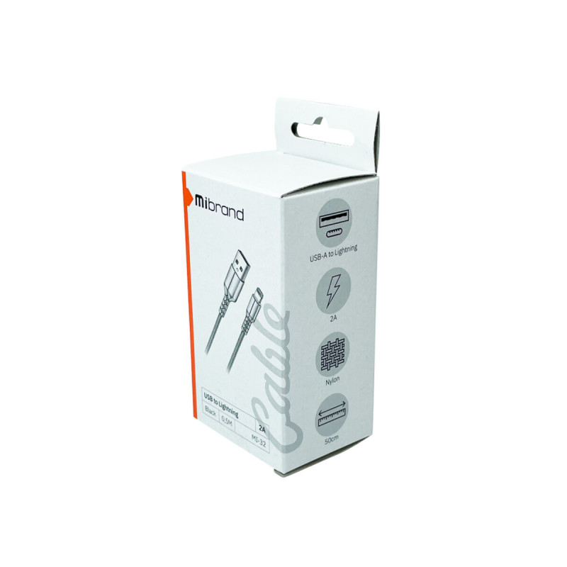 Кабель Mibrand MI-32 Nylon Charging Line USB for Micro 2A 0.5m Black (MIDC/3205MB)