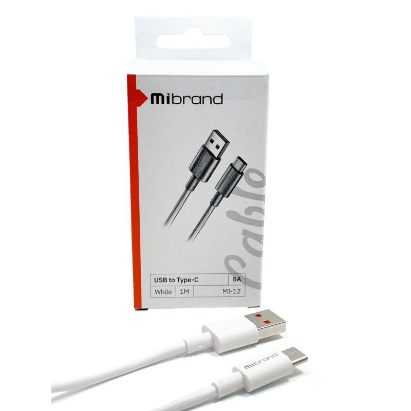 Кабель Mibrand MI-12 High Current Charging Line USB for Type-C 5A 1m White (MIDC/12TW)