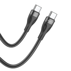 Кабель BOROFONE BX61 Type-C to Type-C 3A, 60W, 1m, nylon, aluminum connectors, Black (BX61CCB)