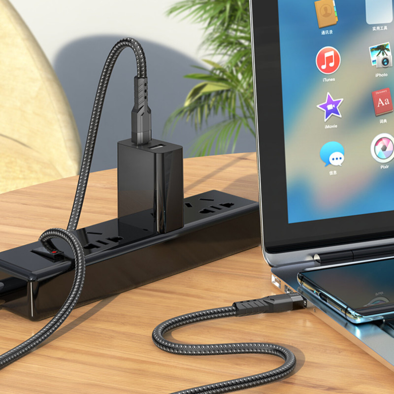 Кабель HOCO U110 Type-C to Type-C 60W charging data cable Black (6931474770622)