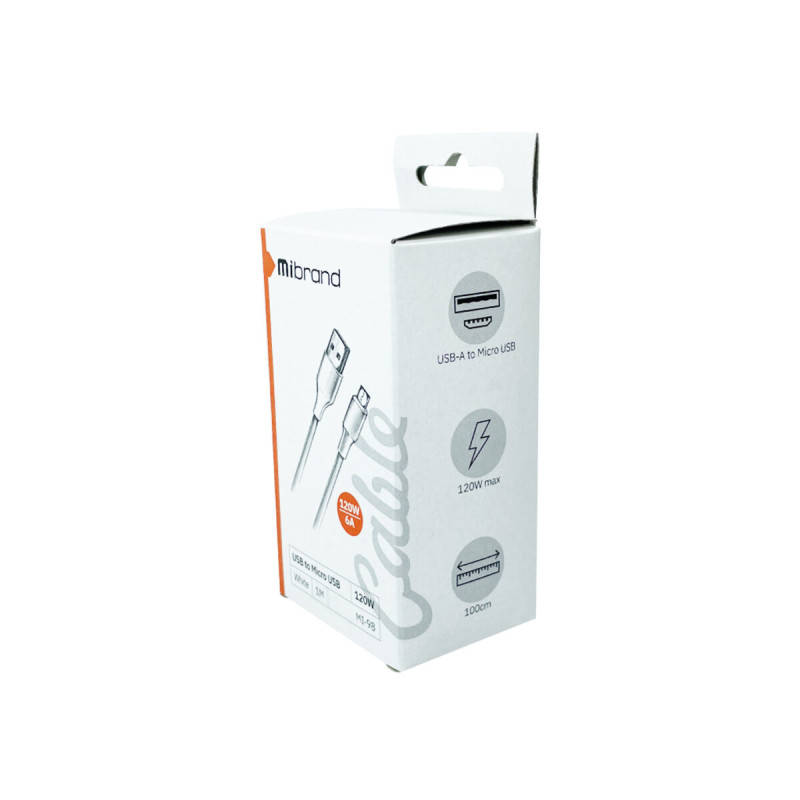 Кабель Mibrand MI-98 PVC Tube Cable USB for Micro 120W 1m White (MIDC/98MW)