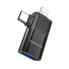 Адаптер BOROFONE BV18 iP male/Type-C male to USB female USB2.0 2-in-1 adapter (6941991104022)