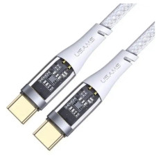 Кабель Usams US-SJ574 Type-C To Type-C PD 100W Aluminum alloy Transparent Data Cable --Icy Series  1.2m (SJ574USB02)