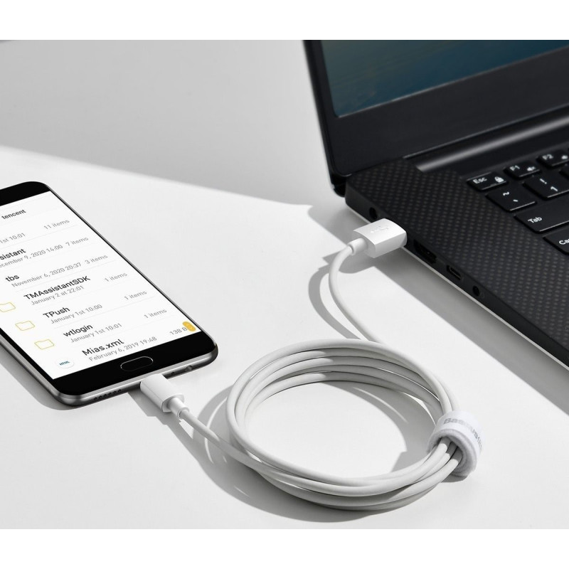 Кабель Baseus Simple Wisdom Data Cable Kit USB to Micro 2.1A (2PCS/Set）1.5m White (TZCAMZJ-02)