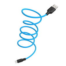 Кабель HOCO X21 Plus USB to Micro 2.4A, 1m, silicone, silicone connectors, Black+Blue (6931474711885)