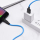 Кабель HOCO X21 Plus USB to Micro 2.4A, 1m, silicone, silicone connectors, Black+Blue (6931474711885)