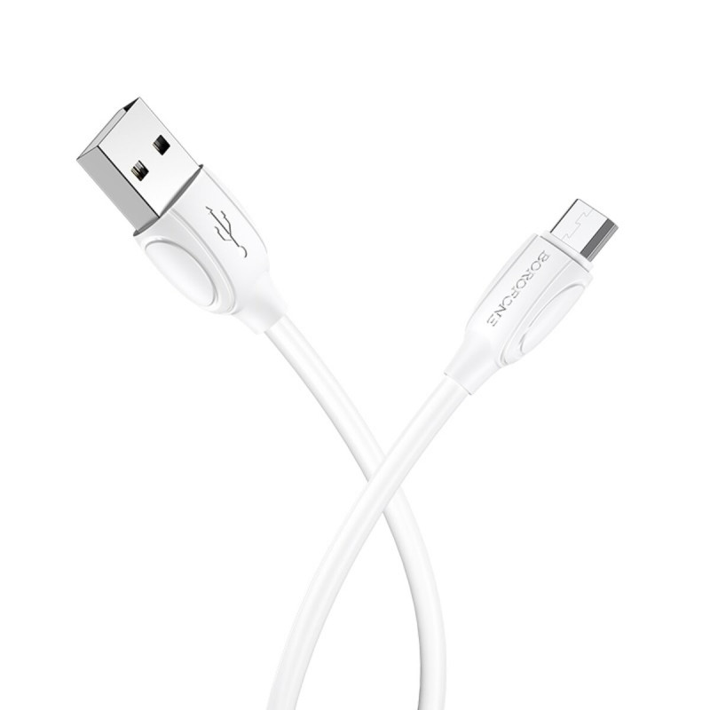 Кабель BOROFONE BX19 USB to Micro 2.4A, 1m, PVC, TPE connectors, White (BX19MW)