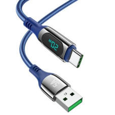 Кабель HOCO S51 USB to Type-C 5A, 1,2m, nylon, zinc+TPE connectors, Blue (6931474749246)