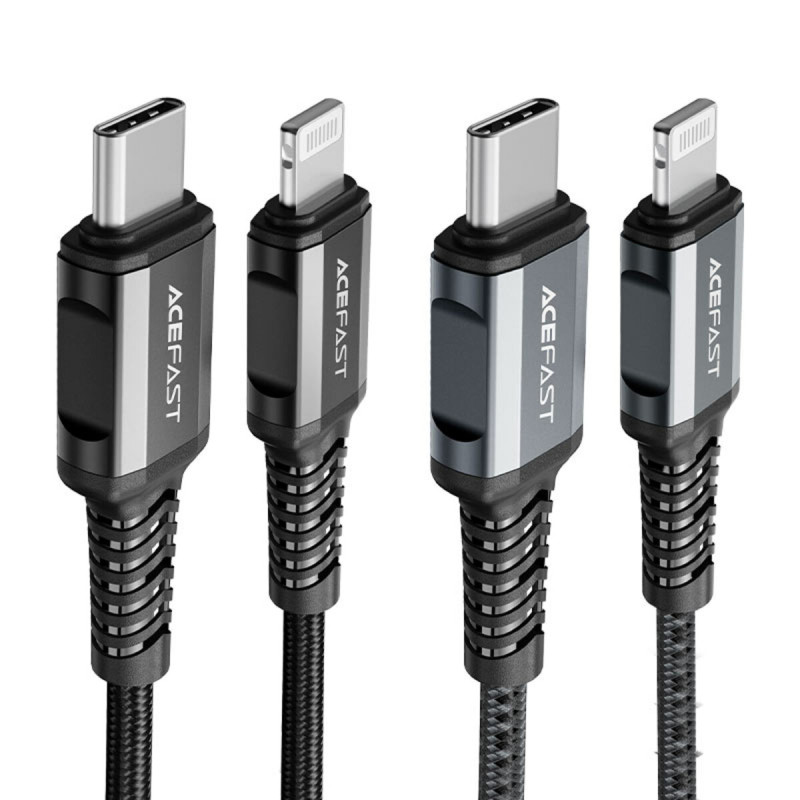 Кабель ACEFAST C1-01 Type-C to iP 3A, 1.2m, nylon, aluminum connectors, Black (AFC1-01B)