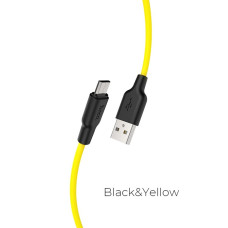 Кабель HOCO X21 Plus USB to Micro 2.4A, 1m, silicone, silicone connectors, Black+Yellow (6931474711892)