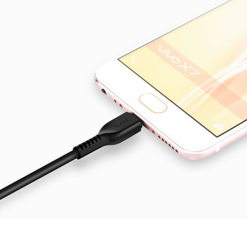 Кабель HOCO X20 USB to Micro 2.4A, 1m, PVC, TPE connectors, Black (6957531068822)