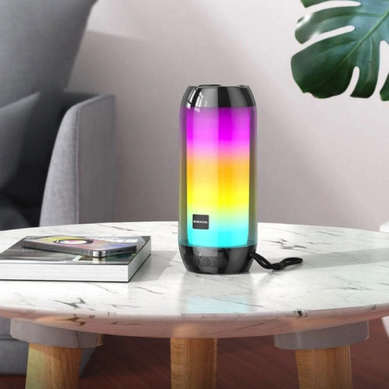 Портативна колонка BOROFONE BR25 Crazy sound colorful luminous BT speaker Black (6974443386509)