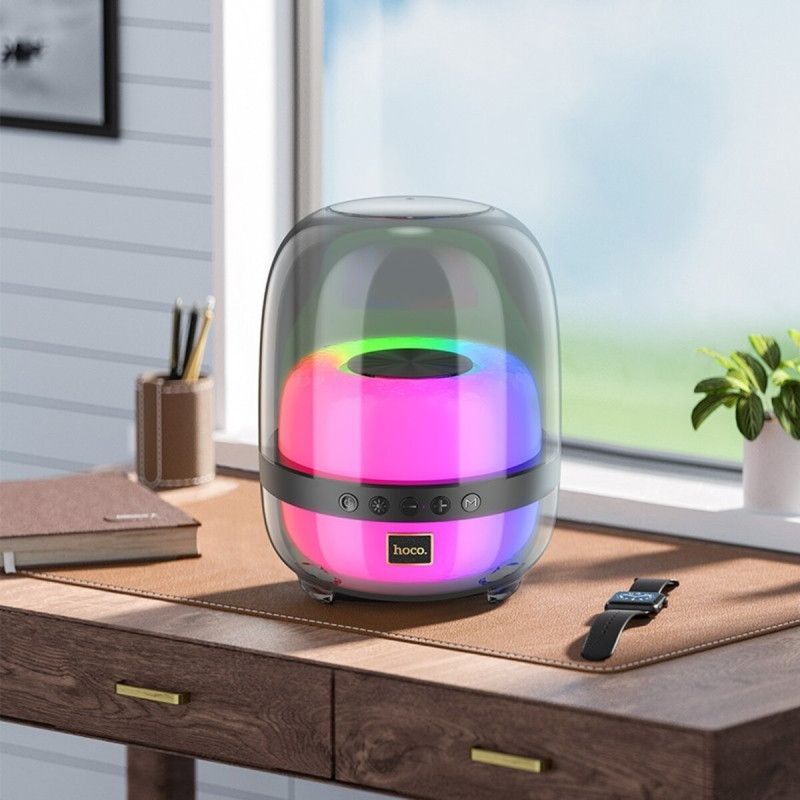 Портативна колонка HOCO BS58 Crystal colorful luminous BT speaker Magic Black Night (6942007600552)
