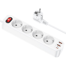 Мережевий подовжувач HOCO NS1 Aura 4-bit extension cable socket(including 1C2A PD20W fast charge) White (6931474760555)