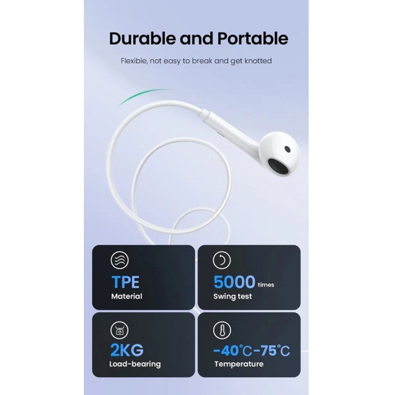 Навушники UGREEN EP101 Wired Earphones with 3.5mm Plug (White) (UGR-60692)