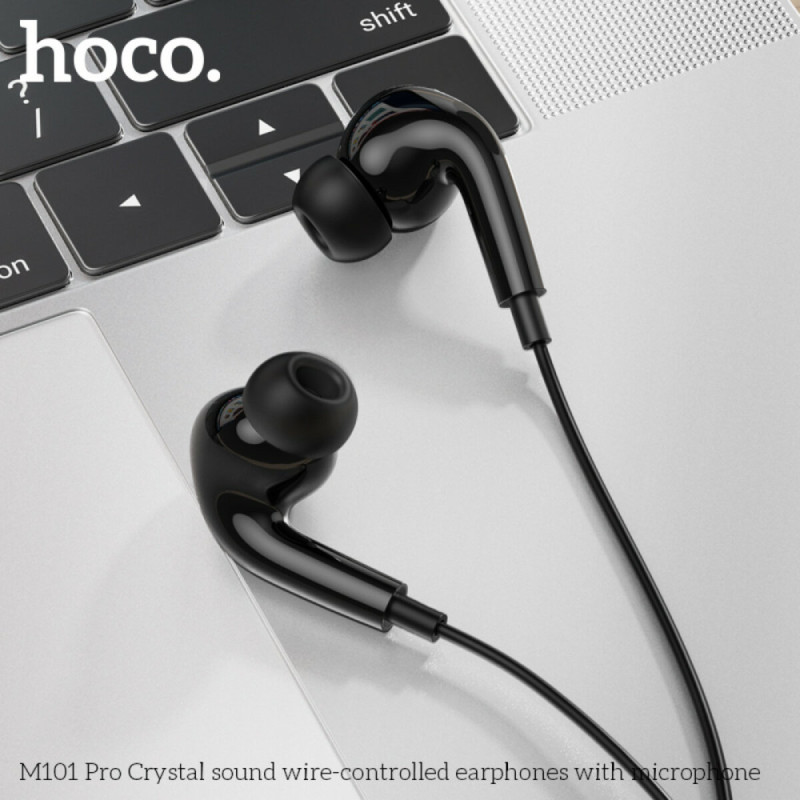 Навушники HOCO M101 Pro Crystal sound wire-controlled earphones with microphone Black (6931474782373)