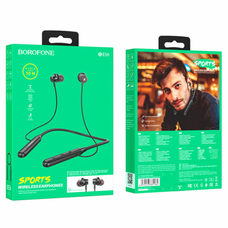 Навушники BOROFONE BE56 Powerful sports BT earphones Black (BE56B)