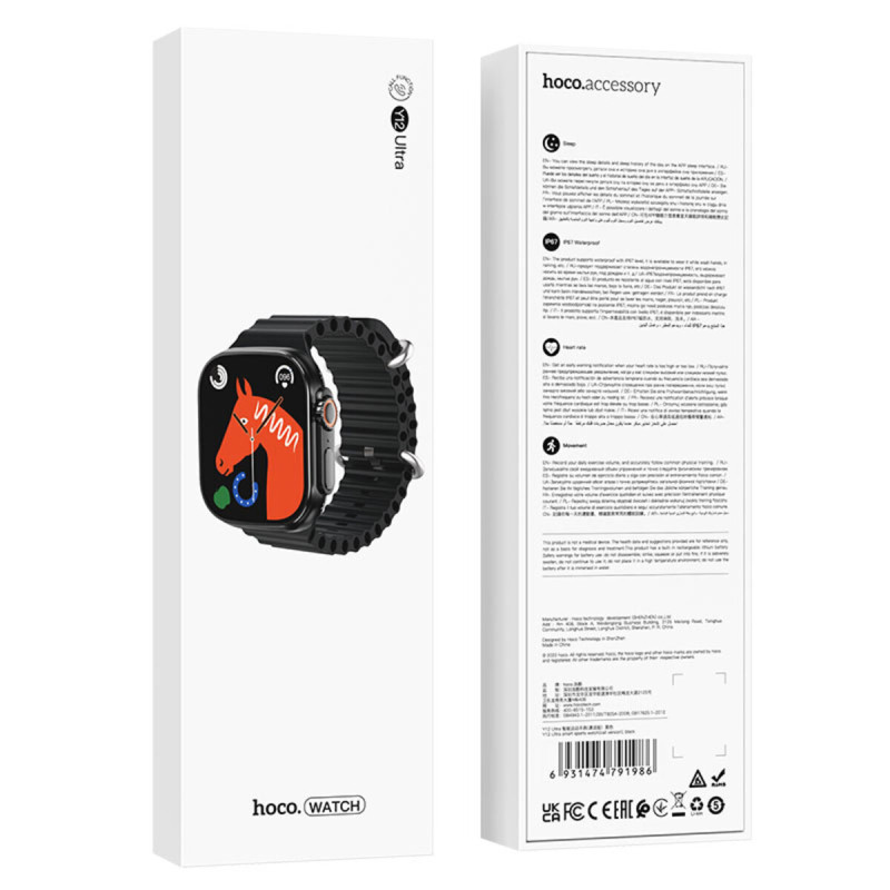 Смарт-годинник HOCO Y12 Ultra smart sports watch(call version) Black (6931474791986)