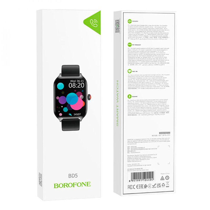 Смарт-годинник Borofone BD5 Smart sports watch(call version) Black (6941991104404)