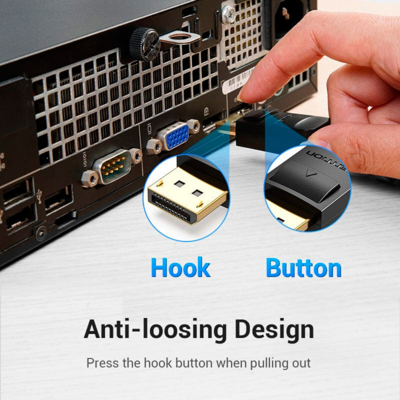 Кабель Vention DP to DVI Cable 2M Black (HAFBH) (HAFBH)