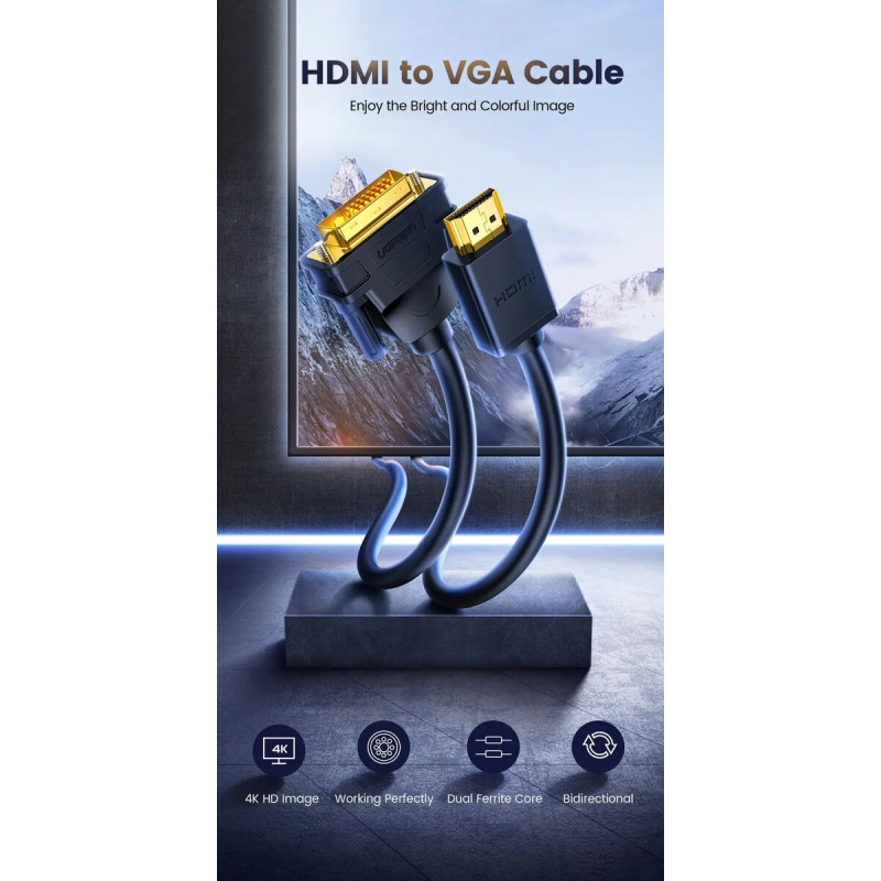 Кабель UGREEN HD106 HDMI to DVI Cable 2m (Black) (UGR-10135) (UGR-10135)