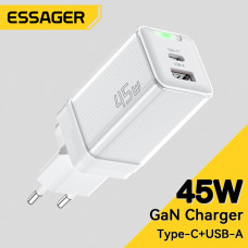 Мережевий зарядний пристрій Essager Zhiqi 45W GaN Travel Charger A+C EU  white (ECTCA-ZQB02-Z) (ECTCA-ZQB02-Z)