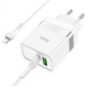 Мережевий зарядний пристрій HOCO N21 Extension speed PD30W+QC3.0 charger set(C to iP) White (6931474757784)