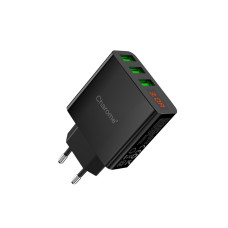 Мережевий зарядний пристрій CHAROME C12 3-Port Digital Display Fast Charger Black (6974324910205)