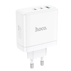 Мережевий зарядний пристрій HOCO N30 Glory PD65W three-port(2C1A) fast charger White (6931474784155)