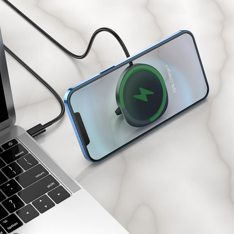 Бездротовий зарядний пристрій BOROFONE BQ12 Core magnetic holder wireless fast charger Black (BQ12B)