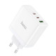 Мережевий зарядний пристрій HOCO N30 Glory PD65W three-port(2C1A) fast charger White (6931474784155)