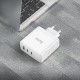 Мережевий зарядний пристрій HOCO N30 Glory PD65W three-port(2C1A) fast charger White (6931474784155)