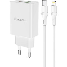 Мережевий зарядний пристрій BOROFONE BA56A Lavida PD20W+QC3.0 charger (Type-C to Lightning) White (BA56ACLW)