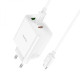 Мережевий зарядний пристрій HOCO C126A Pure power PD40W three-port(2C1A) charger set(Type-C to Type-C) White (6931474798749)