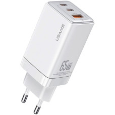 Мережевий зарядний пристрій Usams US-CC180 65W ACC 3 Ports GaN Fast Charger (EU) -- Sandru series White (CC180TC02)