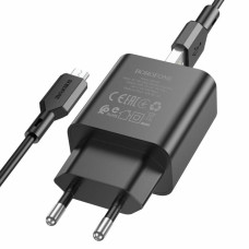 Мережевий зарядний пристрій BOROFONE BA72A Spring single port QC3.0 charger set(Micro) Black (BA72AMB)