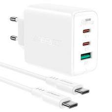 Мережевий зарядний пристрій ACEFAST A13 PD65W(USB-C+USB-C+USB-A) 3-port charger set White (AFA13W)