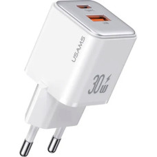 Мережевий зарядний пристрій Usams US-CC189 PD30W+QC3.0 A+C Dual-port Fast Charger (EU)--X-ron Series White (CC189TC02)