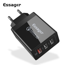 Мережевий зарядний пристрій Essager Fangbo QC3.0 3U (QC+Dual 2.4A) Charging Head  black (ECTQC3-FBB01 (ECTQC3-FBB01)