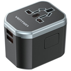 Зарядний пристрій Vention 3-Port USB (C + A + A) Universal Travel Adapter (20W/18W/18W) Black (FJCB0) (FJCB0)